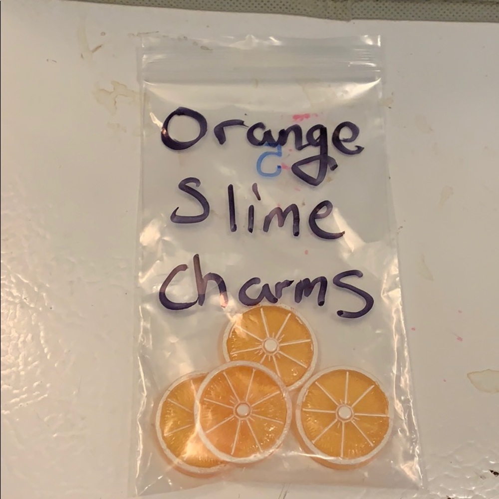 Set of 4 fake orange slice charms